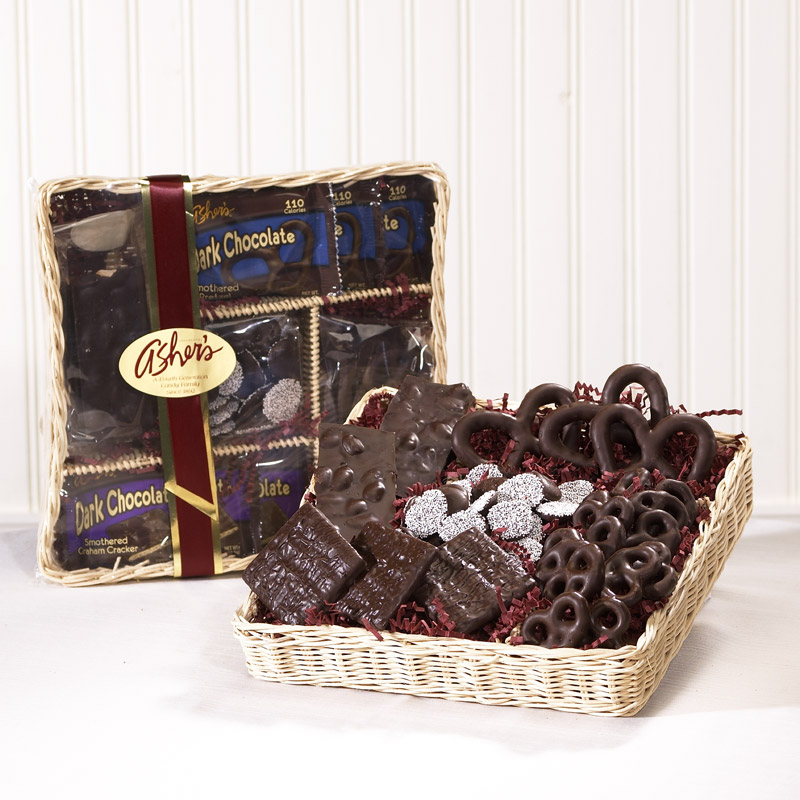 Dark Chocolate Lovers Gift Tray and Basket Asher's Chocolates